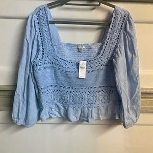 AE NWT Crochet Smocked Blous